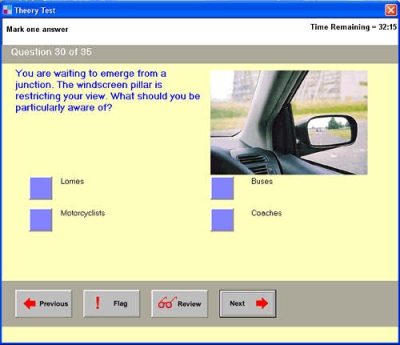 Sample Driving Theory Test Screen